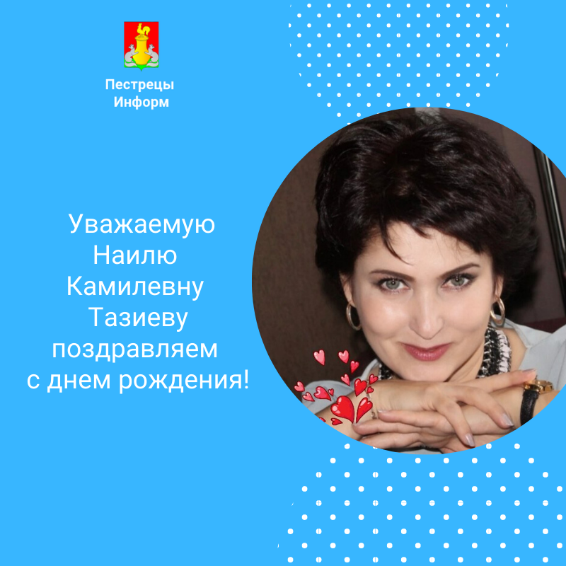 Уважаемую Наилю Камилевну Тазиеву поздравляем с днем рождения!