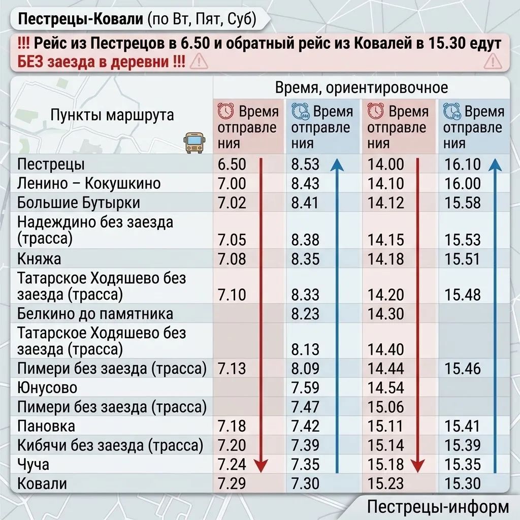Расписание движения внутрирайонных автобусов