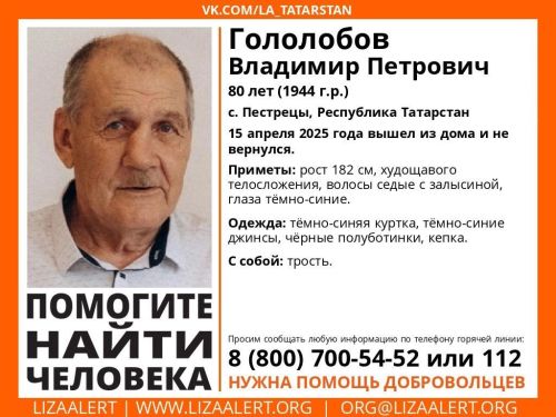 Пестречинцев просят помочь в поиске пропавшего жителя района